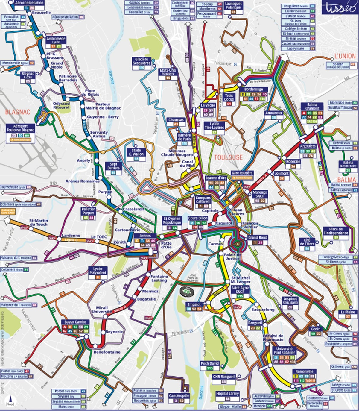 Toulouse bus rute kort
