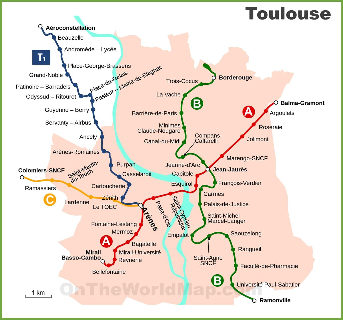 Toulouse underground kort